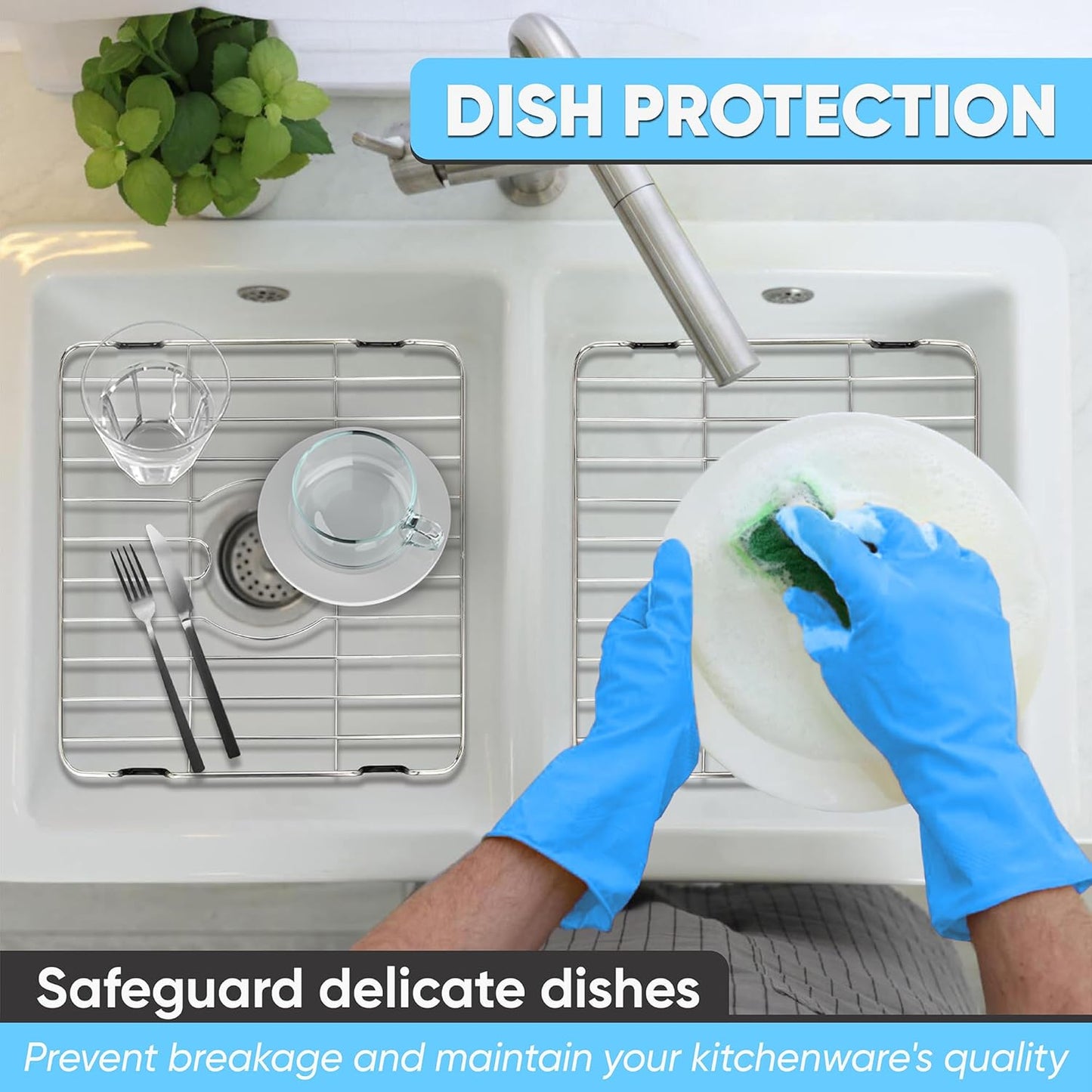 Stainless Steel Sink Protector Mat Premium Stainless Steel Rack for Bottom of Sink Protectors for Kitchen Sinks 23 X 14.4 X 1