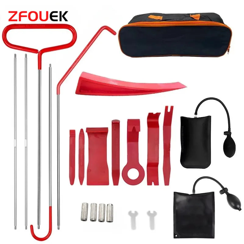 Car Door Tool Kit Inflatable Zfouek Air Pump Auto Window Door Open Fixing Gripper Tools Long Reach Kits with Carrying Bag
