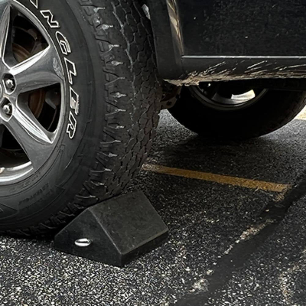 9.75 In.W X 7.75 In.D X 5 In.H Black Tire Wheel Chock with Eyebolt