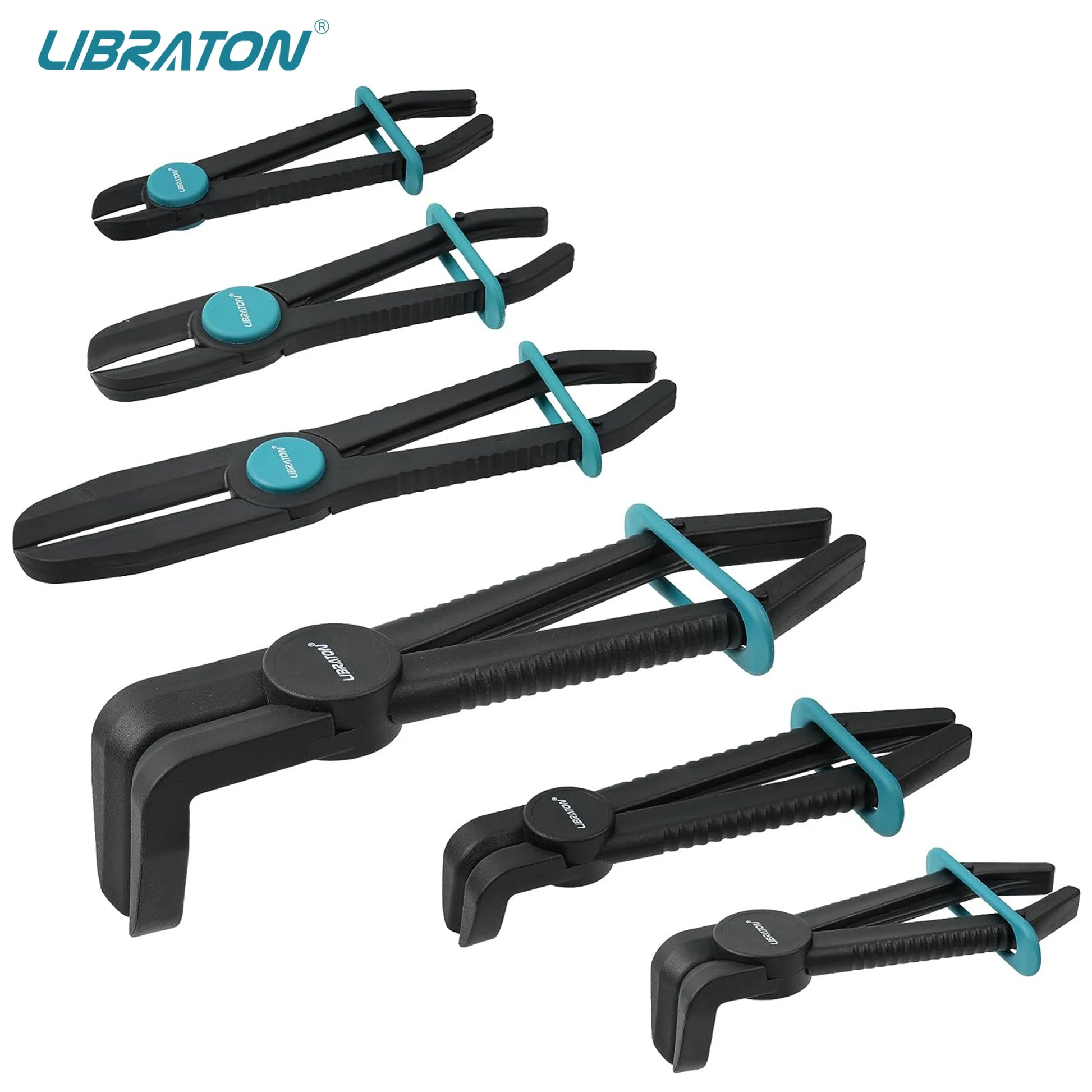 6PCS Hose Clamp Pliers Hose Tube Clamp Pliers Line Clamps Hose Pinch Pliers Straight & 90° for Car Repair Hose Clamp Removal