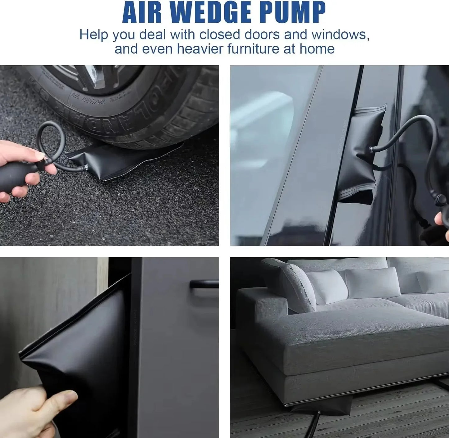 Car Door Tool Kit Inflatable Zfouek Air Pump Auto Window Door Open Fixing Gripper Tools Long Reach Kits with Carrying Bag
