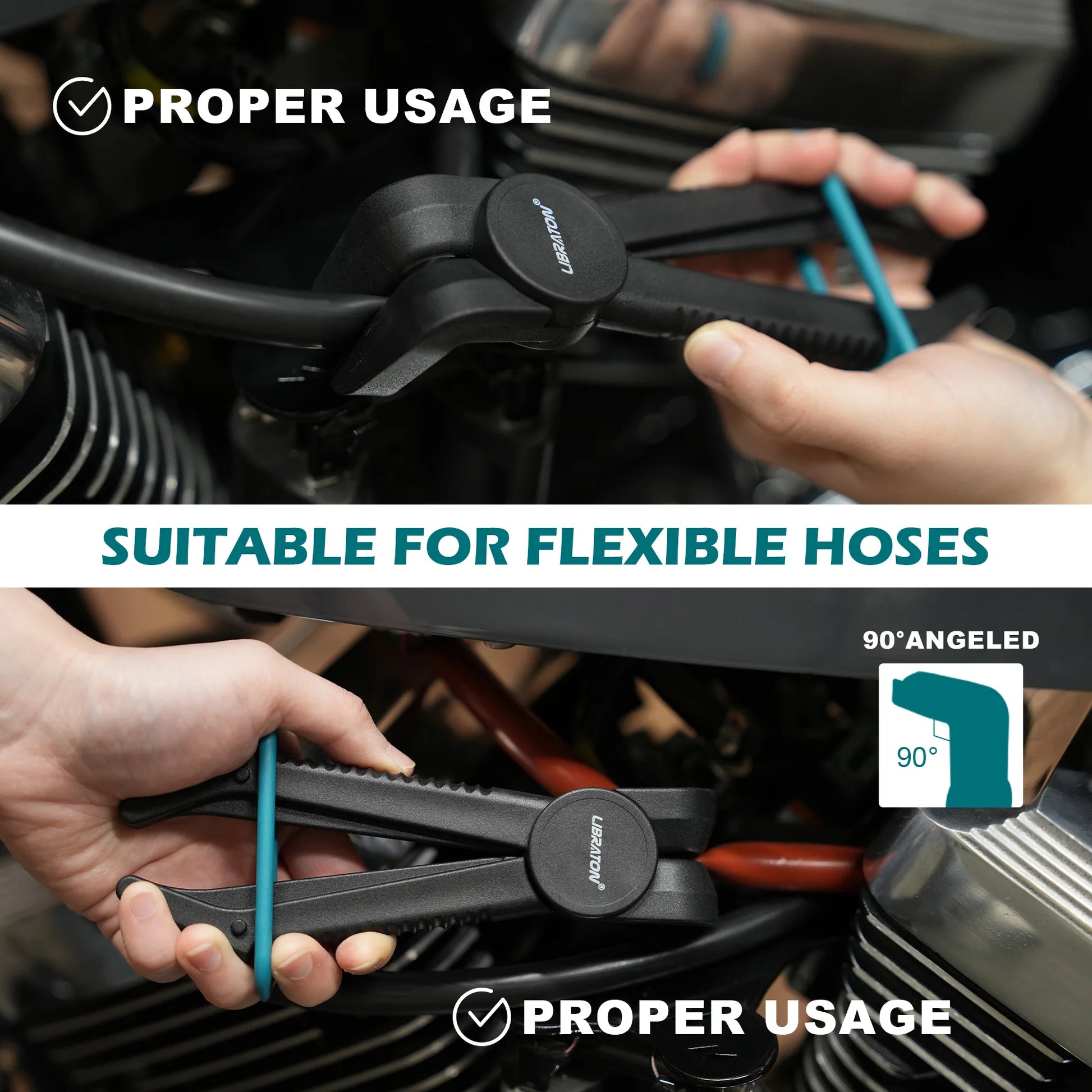 6PCS Hose Clamp Pliers Hose Tube Clamp Pliers Line Clamps Hose Pinch Pliers Straight & 90° for Car Repair Hose Clamp Removal